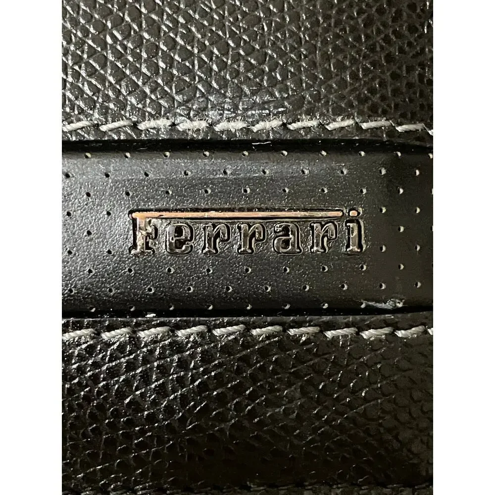 FERRARI SMALL BLACK LEATHER MENS CARD WALLET
